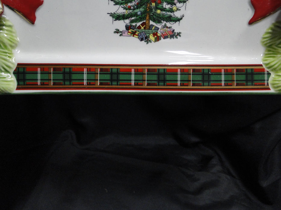 Spode Christmas Tree, Tartan Edge, Green Trim: Rectangular Tray, 12", Box