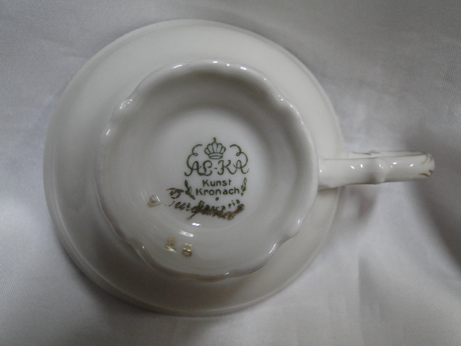 ALKA Burgund, Gold Leaves on Red Band: Demitasse Cup & Saucer Set, 1 3/4"