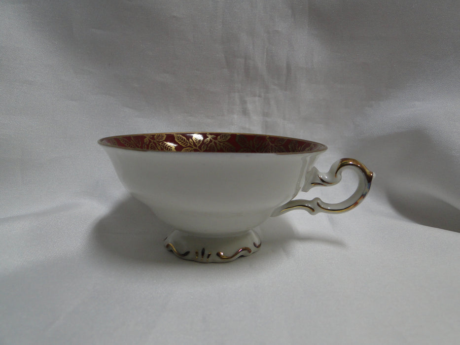 ALKA Burgund, Gold Leaves on Red Band: Demitasse Cup & Saucer Set, 1 3/4"