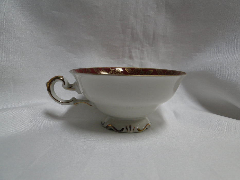 ALKA Burgund, Gold Leaves on Red Band: Demitasse Cup & Saucer Set, 1 3/4"