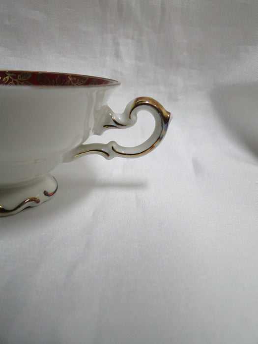 ALKA Burgund, Gold Leaves on Red Band: Demitasse Cup & Saucer Set, 1 3/4"