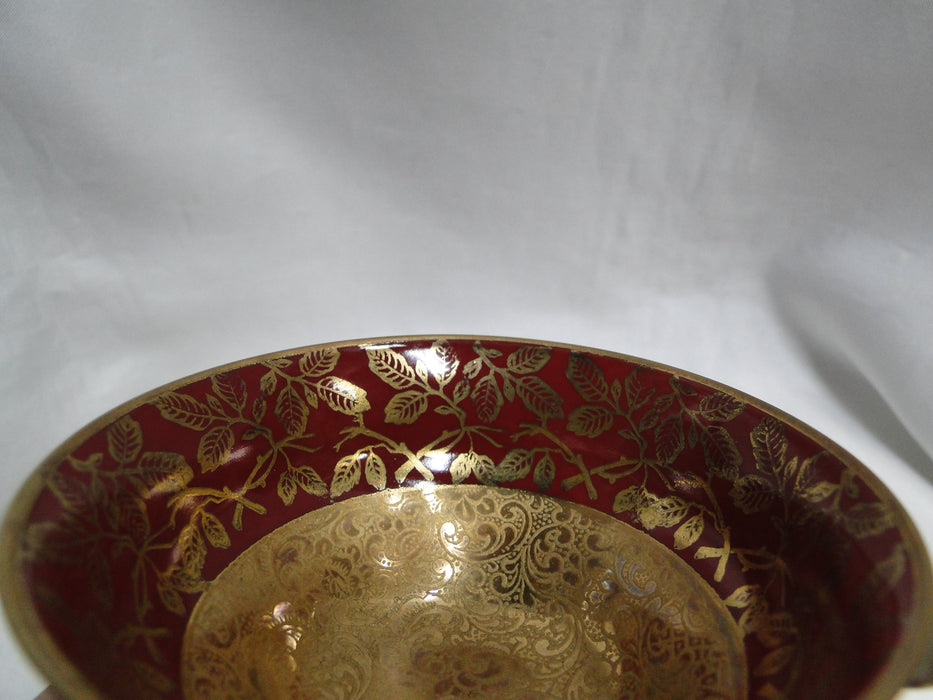 ALKA Burgund, Gold Leaves on Red Band: Demitasse Cup & Saucer Set, 1 3/4"