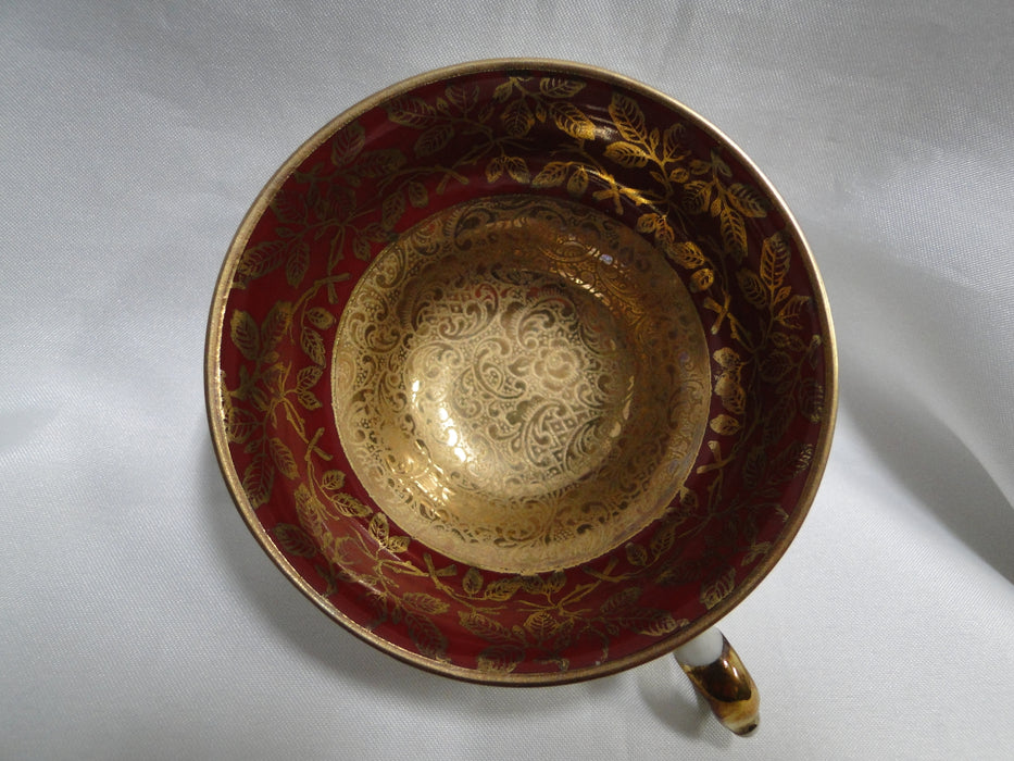 ALKA Burgund, Gold Leaves on Red Band: Demitasse Cup & Saucer Set, 1 3/4"