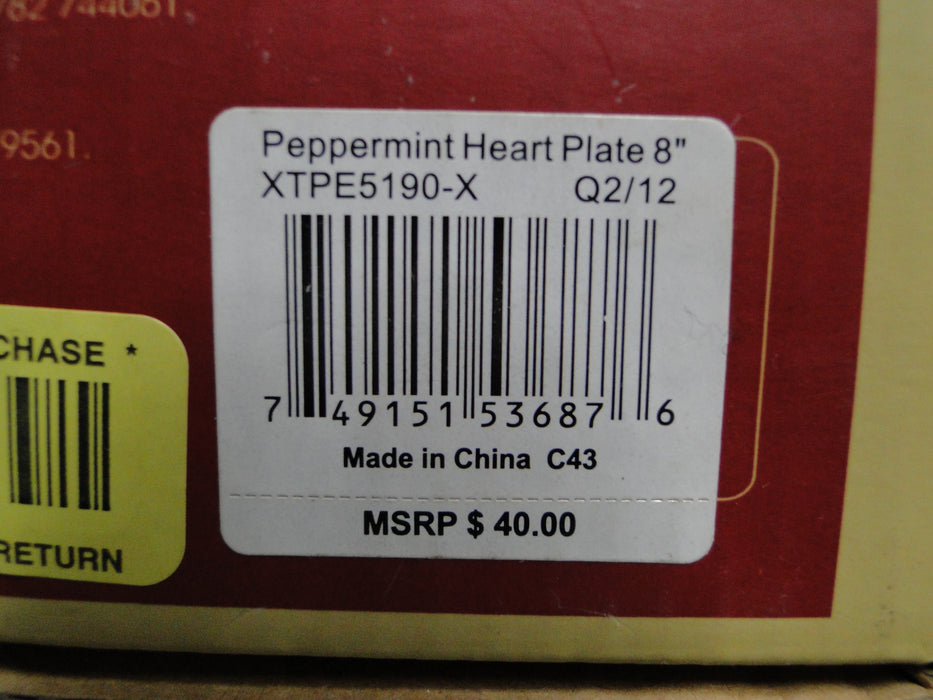 Spode Christmas Tree, Peppermint: "Bless this Home" Heart Plate, 7 3/4", Box