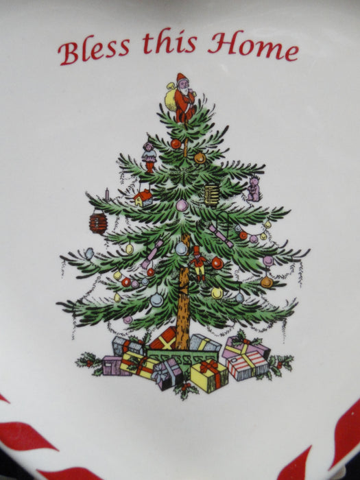 Spode Christmas Tree, Peppermint: "Bless this Home" Heart Plate, 7 3/4", Box