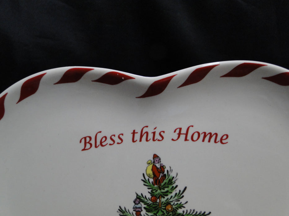 Spode Christmas Tree, Peppermint: "Bless this Home" Heart Plate, 7 3/4", Box