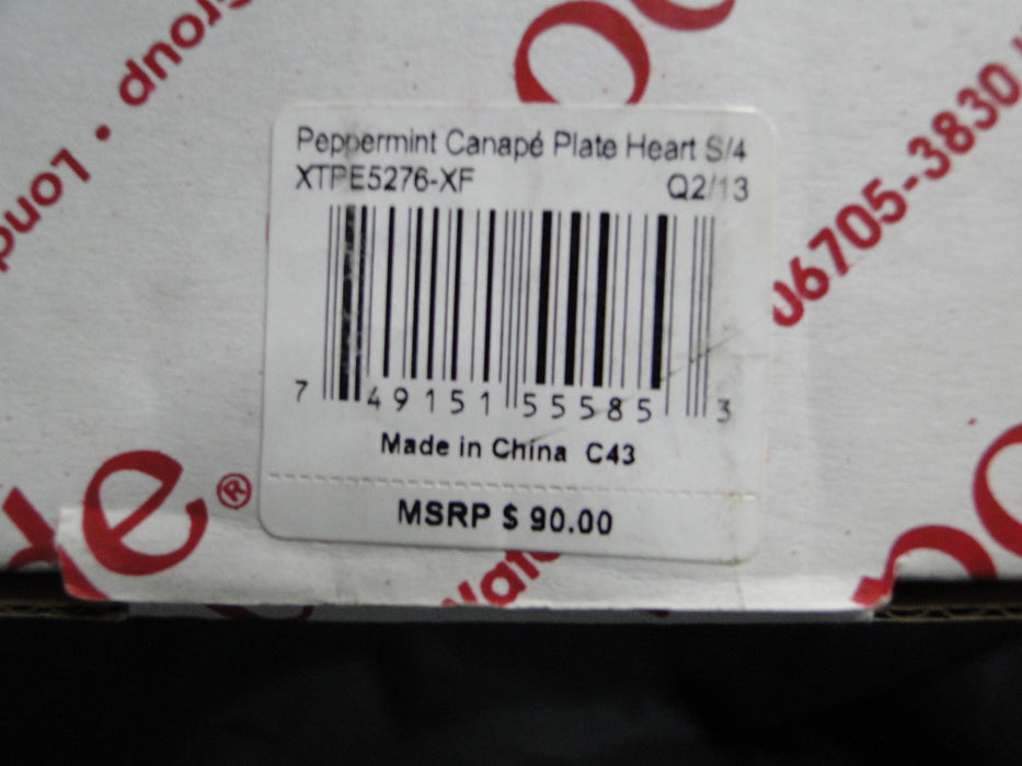 Spode Christmas Tree, Peppermint: Set of 4 Canape Heart Plates, 6", Box