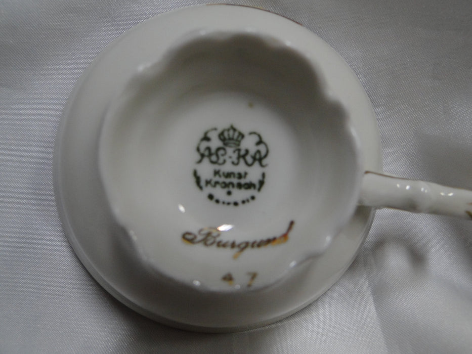 ALKA Burgund, Gold Leaves on Cobalt Band: Demitasse Cup & Saucer Set, 1 3/4"