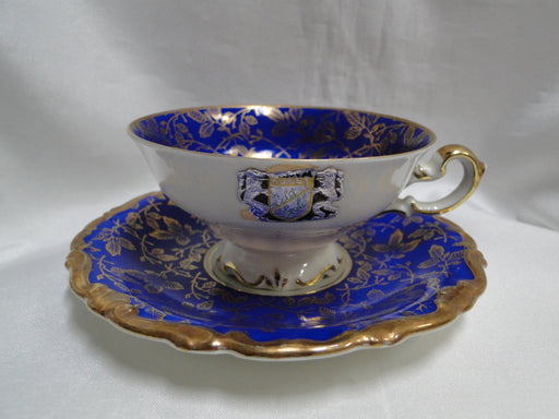 ALKA Burgund, Gold Leaves on Cobalt Band: Demitasse Cup & Saucer Set, 1 3/4"