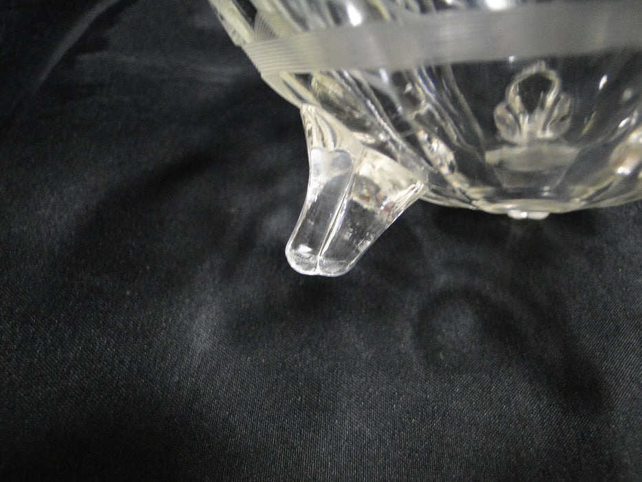 Clear, Etched Flowers: 3-Toed Bowl, 4 1/2" x 2 7/8" Tall  -- MG#014