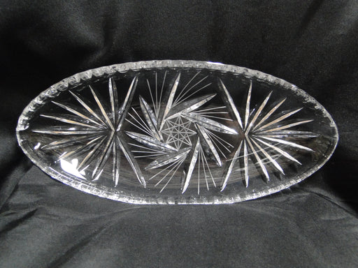 Clear, Cut Fans & Star, Thumbprint Edge: Oval Relish Dish, 11" x 5", MG#084