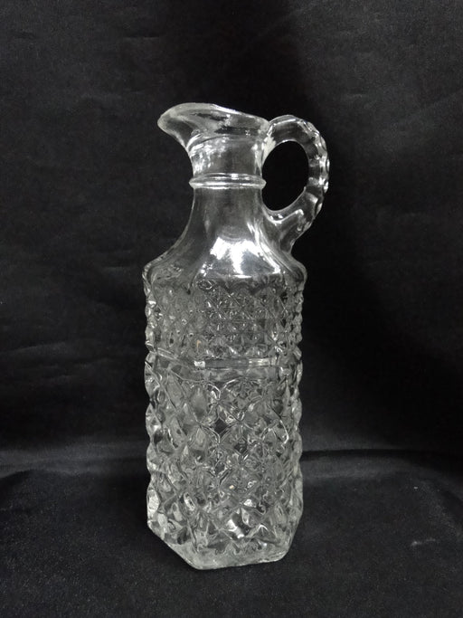 Glass Cruet No Stopper, Six Sided, Diamond Pattern, 7 1/2" Tall, As Is, MG#130