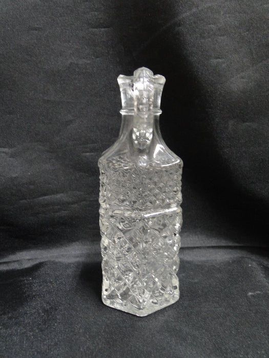 Glass Cruet No Stopper, Six Sided, Diamond Pattern, 7 1/2" Tall, As Is, MG#130