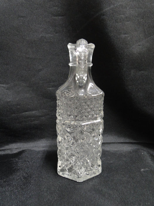 Glass Cruet No Stopper, Six Sided, Diamond Pattern, 7 1/2" Tall, As Is, MG#130