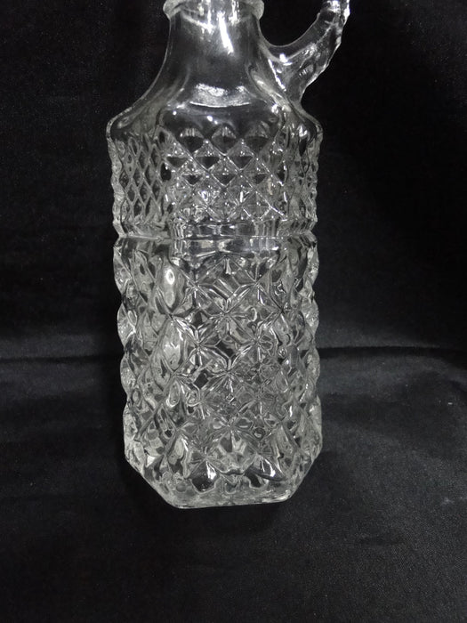 Glass Cruet No Stopper, Six Sided, Diamond Pattern, 7 1/2" Tall, As Is, MG#130