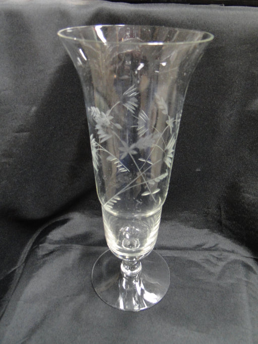 Clear, Tall, Etched Flowers: Vase, 4 1/4" x 10 1/2" Tall --  MG#224