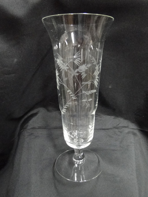 Clear, Tall, Etched Flowers: Vase, 4 1/4" x 10 1/2" Tall --  MG#224