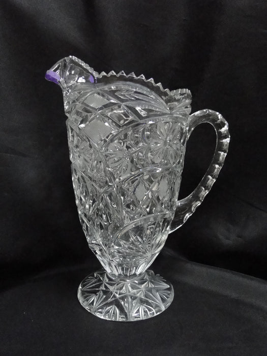 Anna Hutte Ann13, Pressed, Florals & Criss Cross: Serving Pitcher, 9", As Is