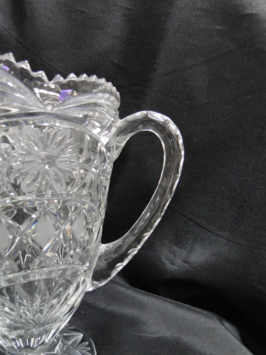 Anna Hutte Ann13, Pressed, Florals & Criss Cross: Serving Pitcher, 9", As Is
