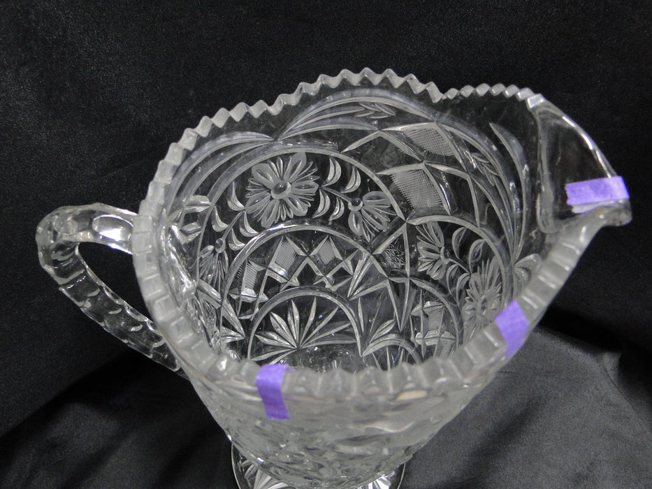 Anna Hutte Ann13, Pressed, Florals & Criss Cross: Serving Pitcher, 9", As Is