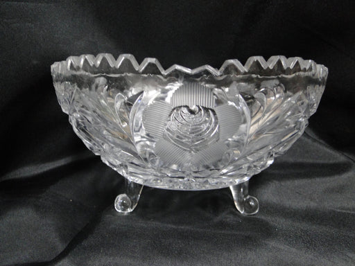 Lausitzer Etched & Cut Roses, Sawtooth Edge: 3-Toed Bowl, 7 1/2" x 4 1/8" Tall