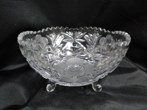 Lausitzer Etched & Cut Roses, Sawtooth Edge: 3-Toed Bowl, 7 1/2" x 4 1/8" Tall