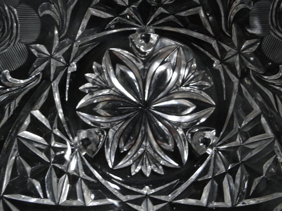 Lausitzer Etched & Cut Roses, Sawtooth Edge: 3-Toed Bowl, 7 1/2" x 4 1/8" Tall