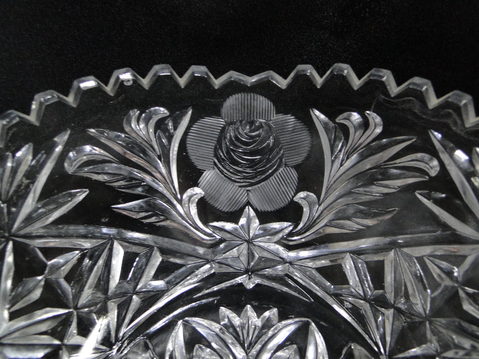 Lausitzer Etched & Cut Roses, Sawtooth Edge: 3-Toed Bowl, 7 1/2" x 4 1/8" Tall