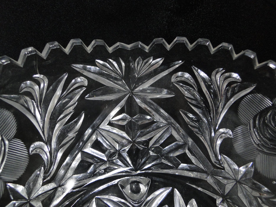 Lausitzer Etched & Cut Roses, Sawtooth Edge: 3-Toed Bowl, 7 1/2" x 4 1/8" Tall