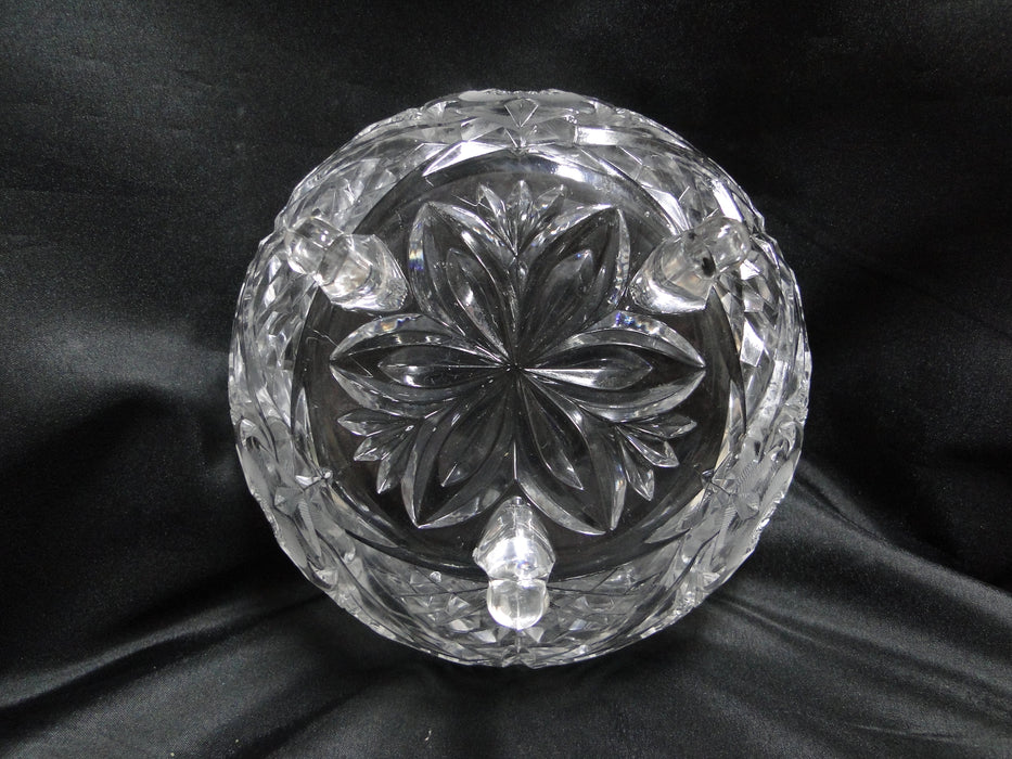 Lausitzer Etched & Cut Roses, Sawtooth Edge: 3-Toed Bowl, 7 1/2" x 4 1/8" Tall