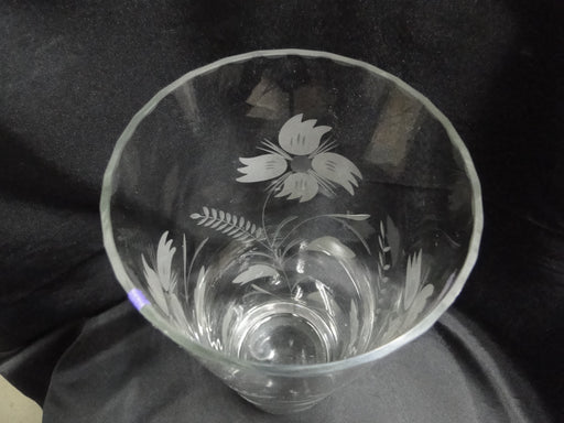 Clear, Frosted Floral: Flower Vase, 11 1/8" Tall, As Is --  MG#240