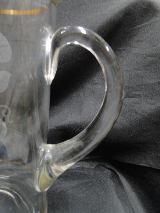 Clear w/ Frosted Trumpet Vines, Gold Bands: Serving Pitcher, 10 1/4", MG#244