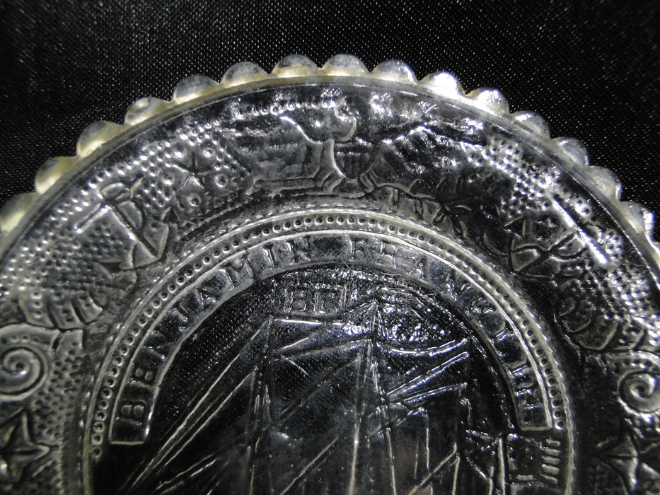 Clear, Pressed Glass, Benjamin Franklin Ship: Butter Pat, 3 1/2" - MG#247