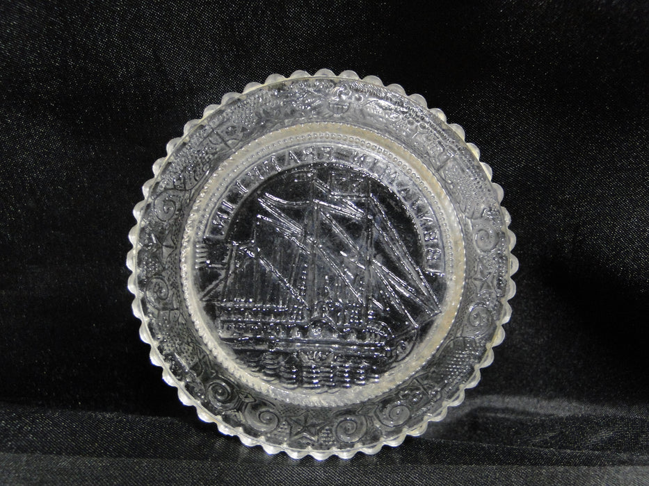 Clear, Pressed Glass, Benjamin Franklin Ship: Butter Pat, 3 1/2" - MG#247