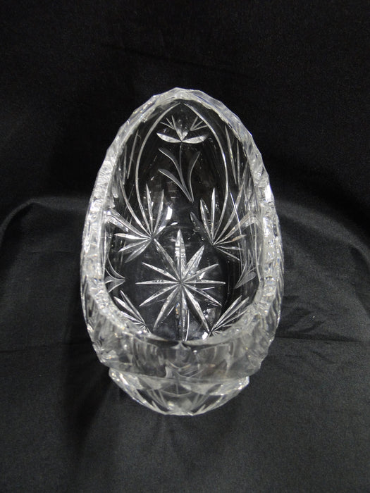 Clear Crystal, Cut Flowers: Oval Vase / Dish, 7" x 4" x 3 7/8" Tall - MG#250