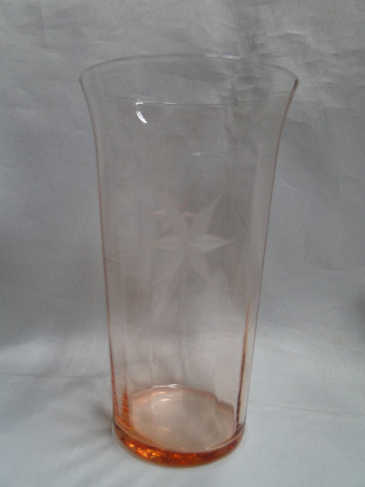 Pink Depression Glass, Etched Floral Design: Tumbler, 5 1/4", MG#254