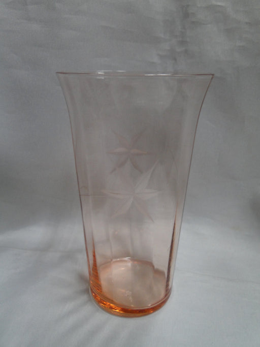 Pink Depression Glass, Etched Floral Design: Tumbler, 5 1/4", MG#254