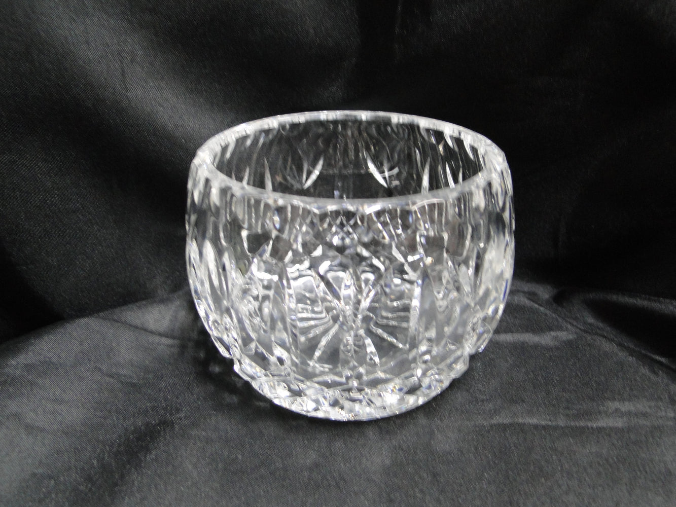 Clear Crystal w/ Vertical, "X", & Fan Cuts: Bowl, 4" x 3 3/8" Tall -- MG#259