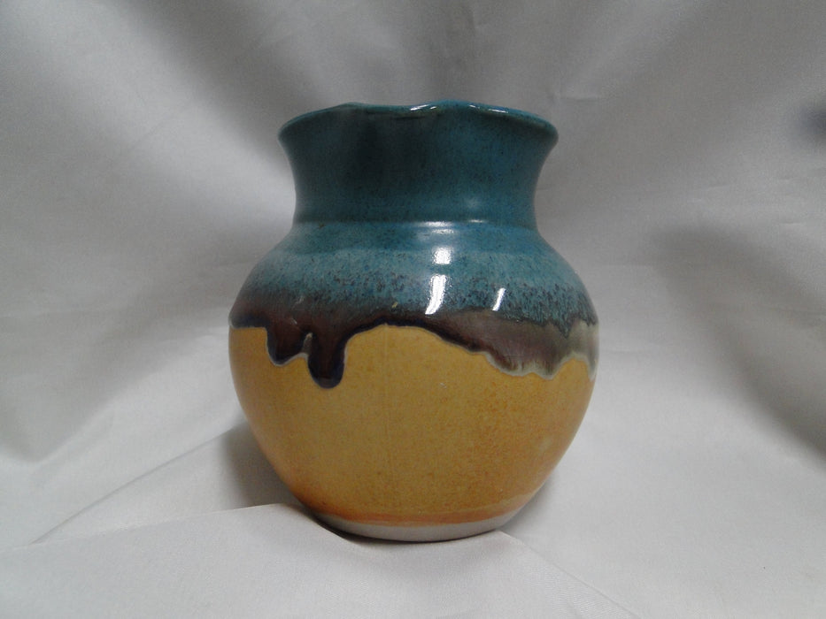 Pottery, Teal, Gray, Sand: Pitcher, 5" x 4 3/4" Tall  --  MP#009