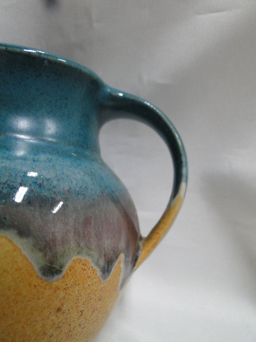 Pottery, Teal, Gray, Sand: Pitcher, 5" x 4 3/4" Tall  --  MP#009