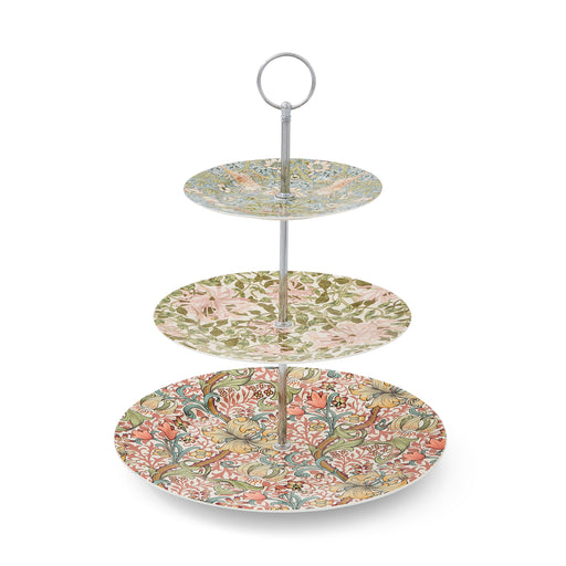 Spode Morris & Co Strawberry, Honeysuckle: NEW 3-Tier Tray / Cake Stand, Box