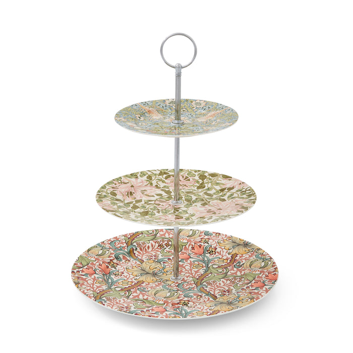 Spode Morris & Co Strawberry, Honeysuckle: NEW 3-Tier Tray / Cake Stand, Box
