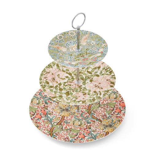 Spode Morris & Co Strawberry, Honeysuckle: NEW 3-Tier Tray / Cake Stand, Box