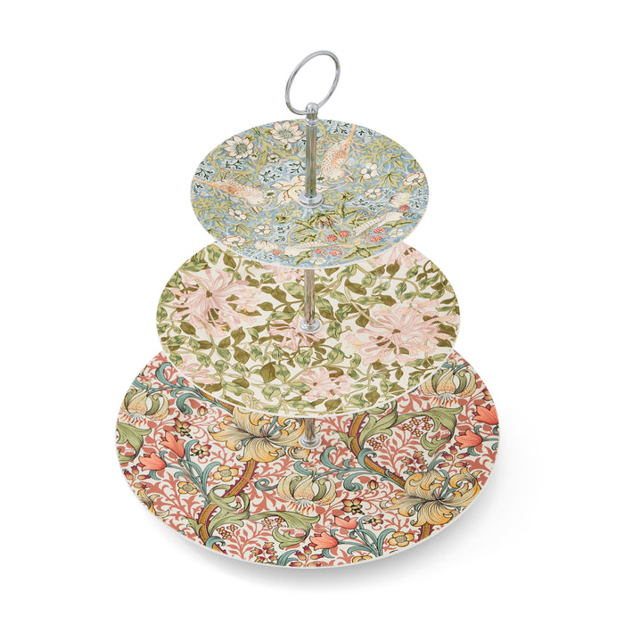 Spode Morris & Co Strawberry, Honeysuckle: NEW 3-Tier Tray / Cake Stand, Box