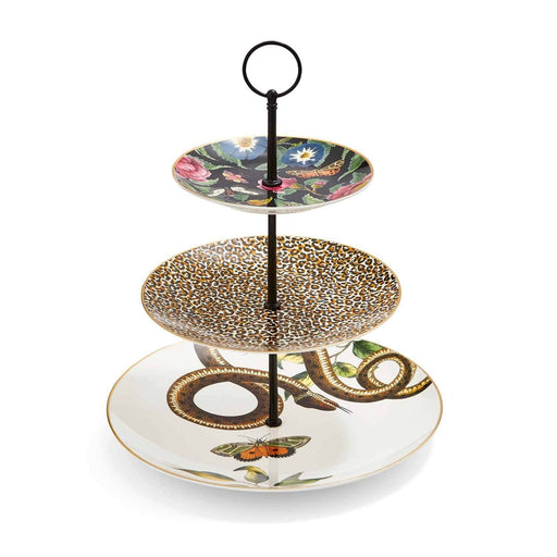Spode Creatures of Curiosity, Leopard, Snake: NEW 3-Tier Tray / Cake Stand, Box