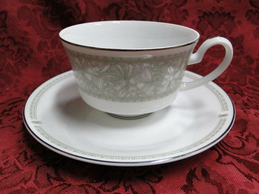 Mikasa Chapel, Green Bells on White, Platinum: Cup & Saucer Set (s), 2 3/8"