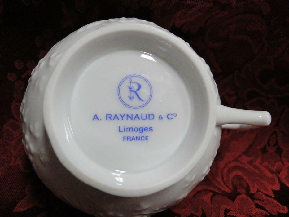 Raynaud Hawthorne, White w/ Raised Flowers: Cup & Saucer Set (s), 2 3/8" Tall