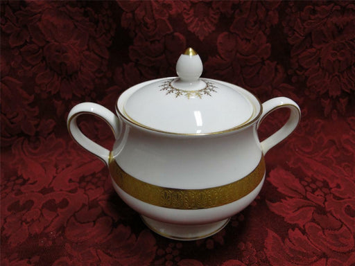 Wedgwood Adelphi, White w/ Gold Encrusted Verge: Sugar Bowl W/ Lid