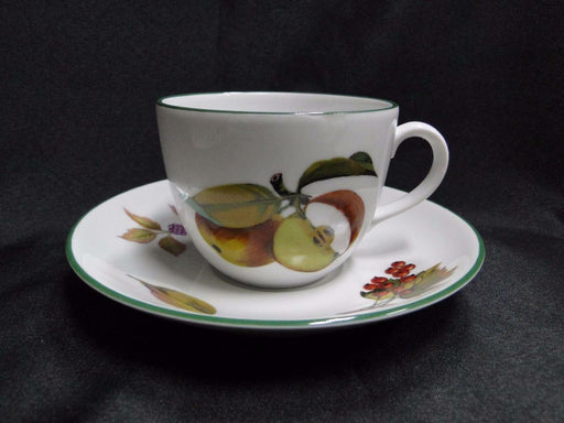 Royal Worcester Evesham Vale, England, Green Trim: Cup & Saucer Set (s), 2 5/8"