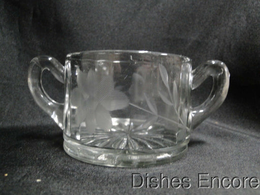 Clear w/ Gray Cut Flowers: Open Sugar Bowl & Creamer Set --  MG#163